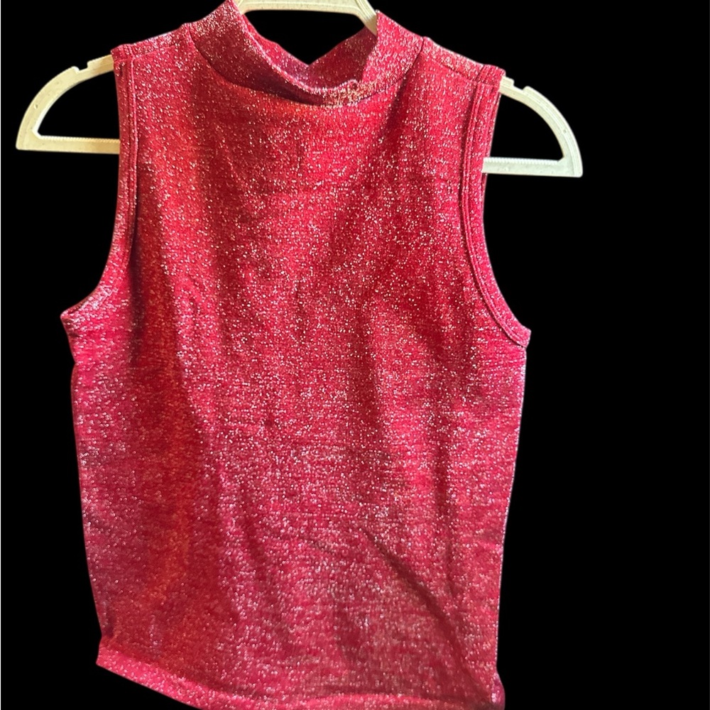 Red Sleeveless Glitter Top